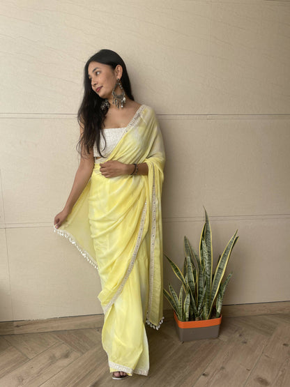 Shell Border Chiffon Saree