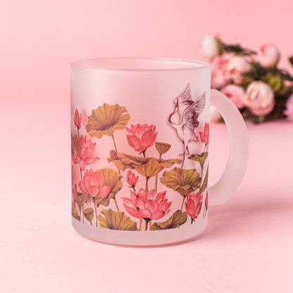 The Lotus Field Frosted Glass Mug