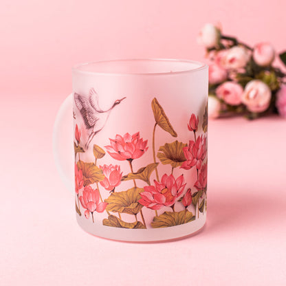 The Lotus Field Frosted Glass Mug