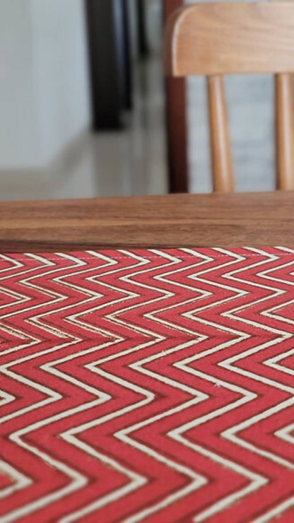 All Over Red Chevron Wipeable & Anti-slip Table Runner