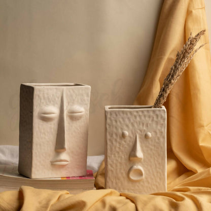 Set of 2 Face Vases (Rectangular)