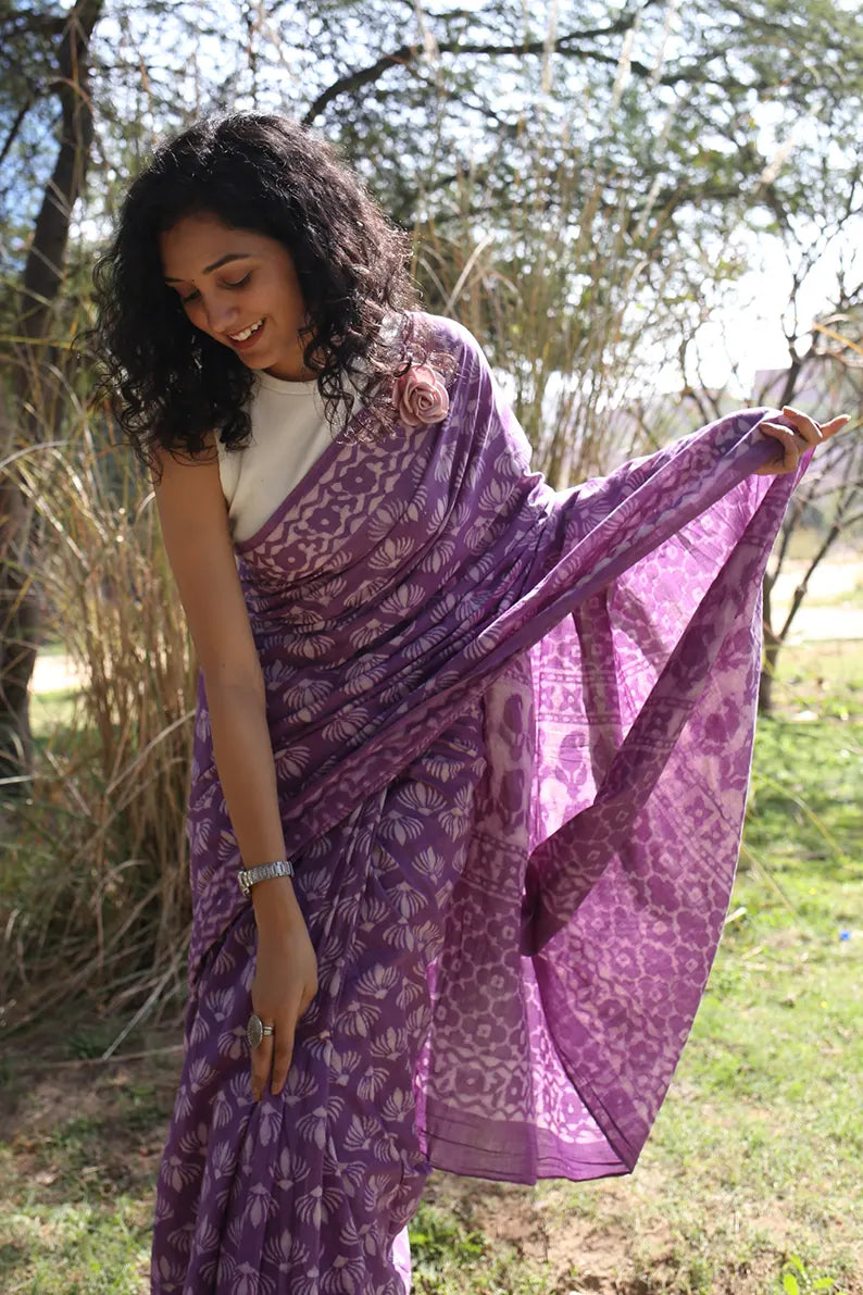 Buy Purple Sarees for Women by Indie Picks Online | Ajio.com