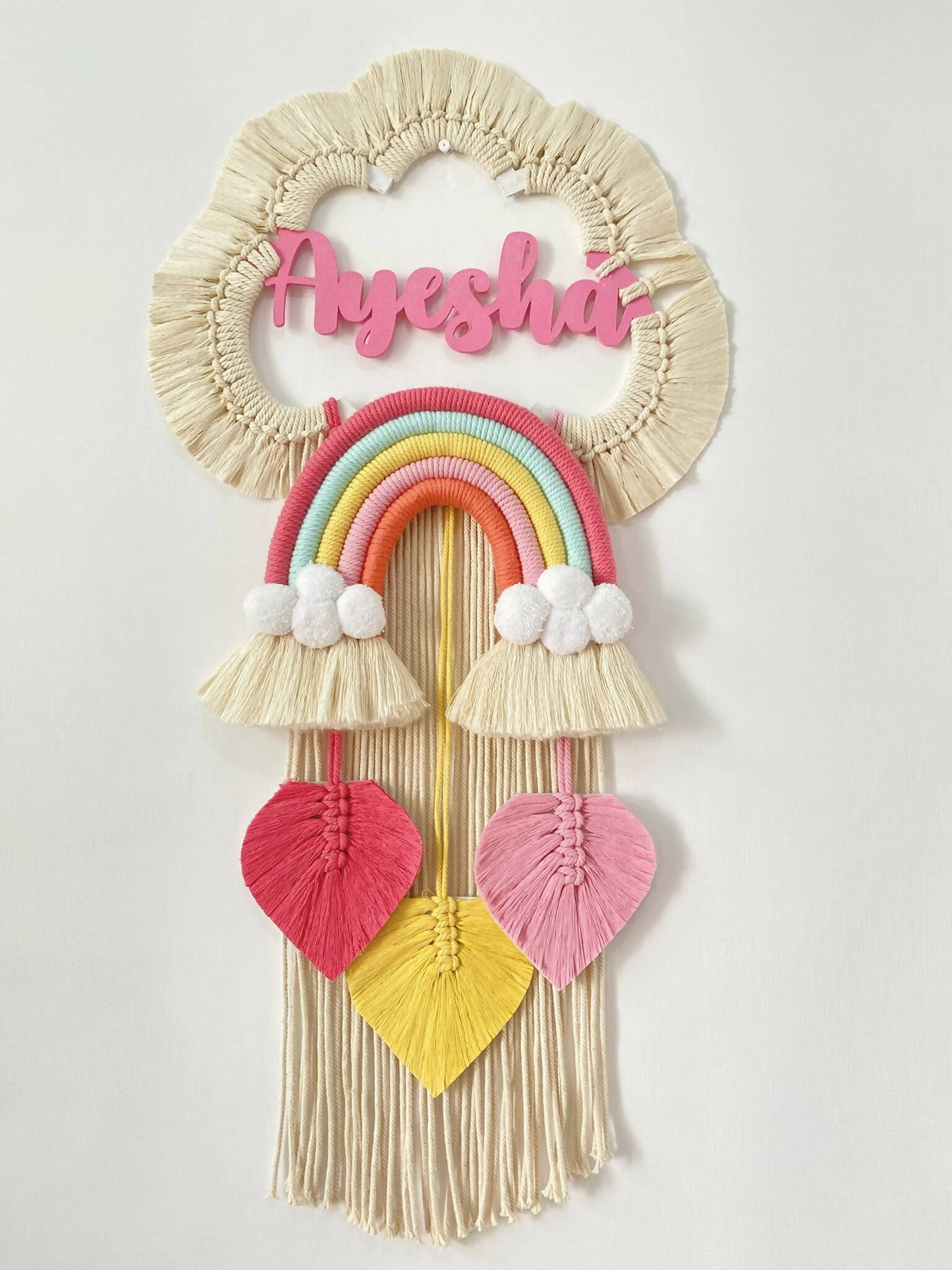 Cloud Rainbow Single Name Macrame Dreamcatcher