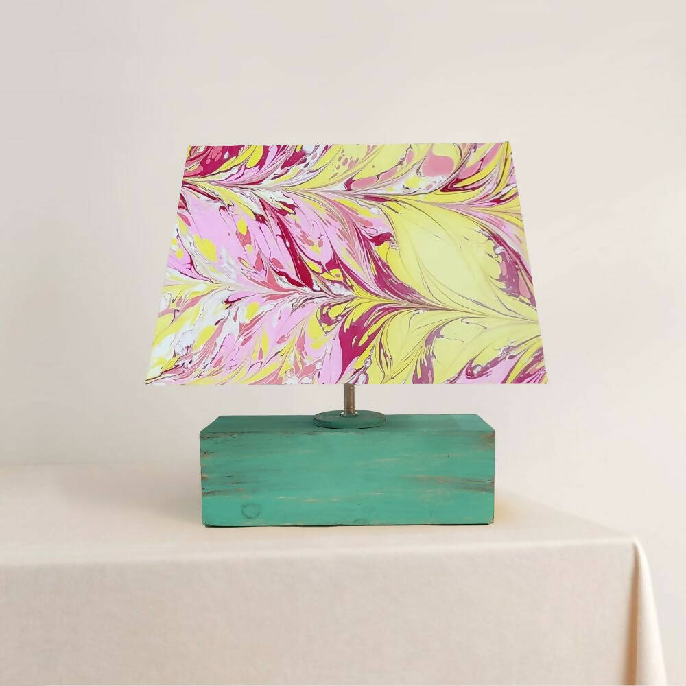 Modern Table Lamp - Marbling | Yellow and Magenta