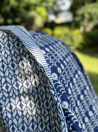 Reversible Hand Block Quilt | Blue Bloom