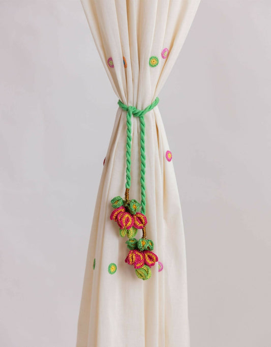 Crochet Curtain Tie Backs Kono Bougainvillea Flowers Set