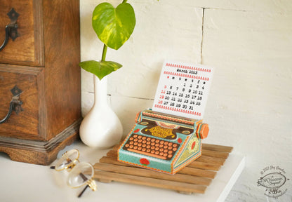 Colourful Typewriter Desk Calendar 2024 & 2025 Diy Paper Craft Kit