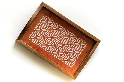 White Abstract Printed Tray