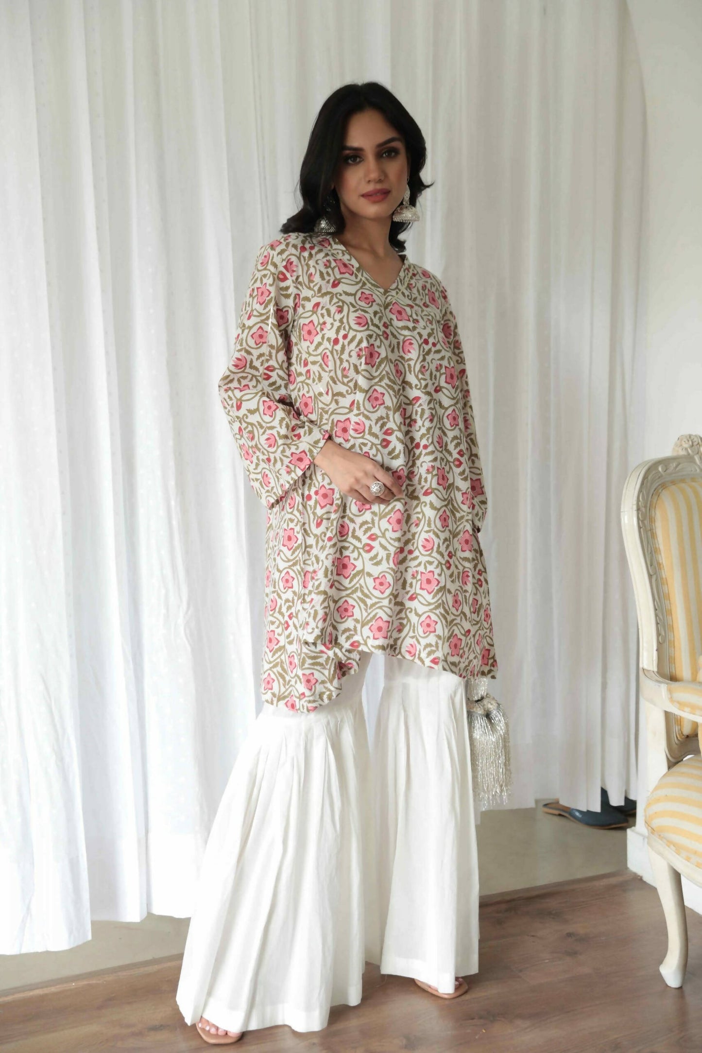 Floral Printed Kurta Sharara Set