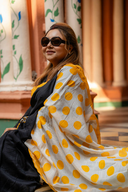 Bee Positive Quirky Print Chanderi Saree