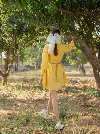 Sunny Side Up Tunic- Yellow Hand Block Printed Cotton Tunic Top