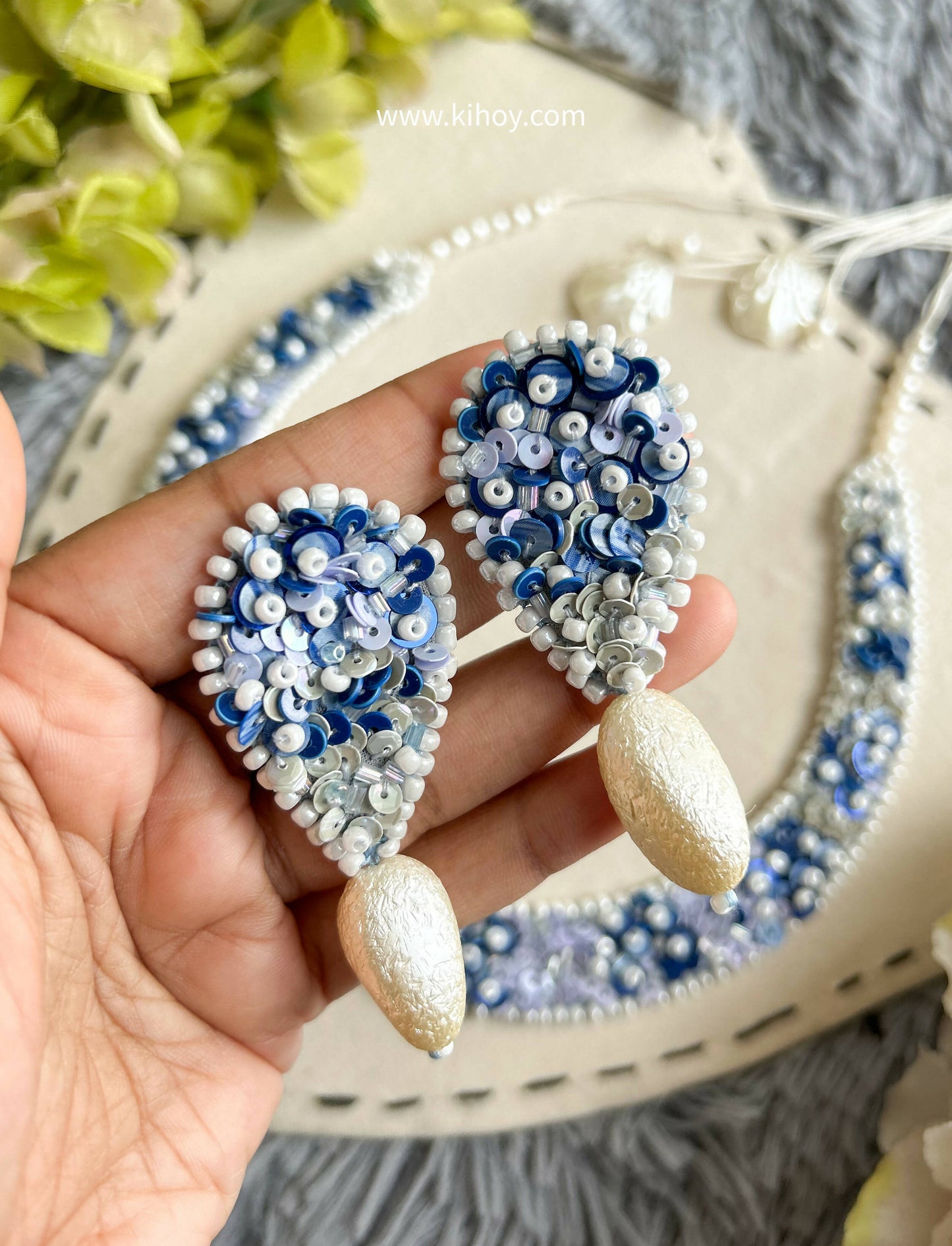 Blue Lagoon Bridal Necklace With Earrings