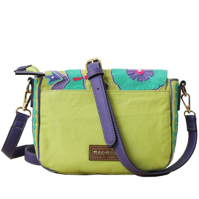 Lime Green Flap Cross-body Bag