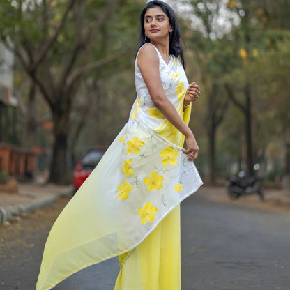 Ombre Saree In Yellow