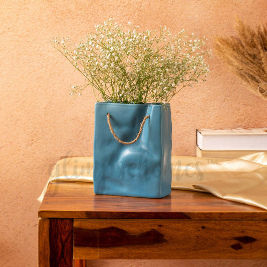 Crinkled Paper Bag Ceramic Vase