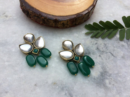 Stone and Kundan Dangler Earrings