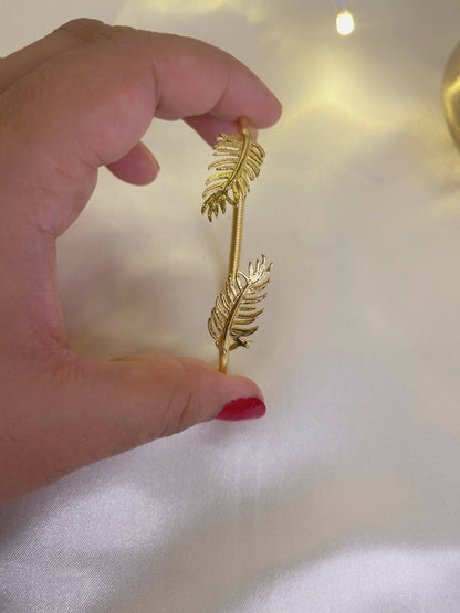 Golden Feather Adjustable Bangle