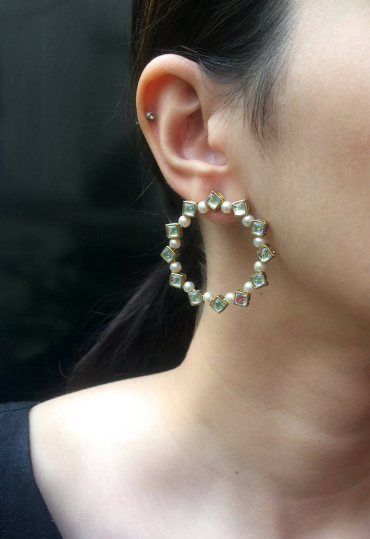 Pearl and Resin Kundan 2D Hoop