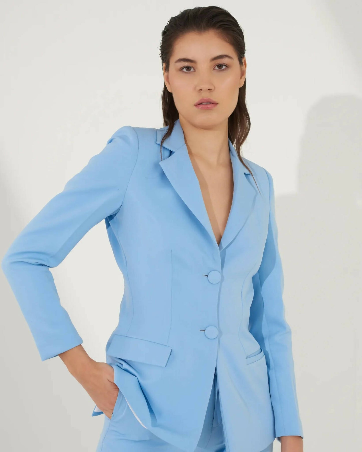 Iconic - Blue Blazer With Straight Pants (Set)