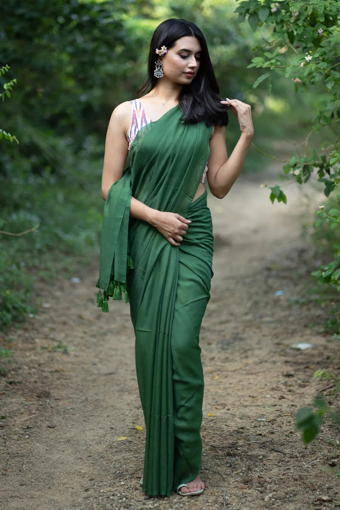 Slytherin Dark Green Saree