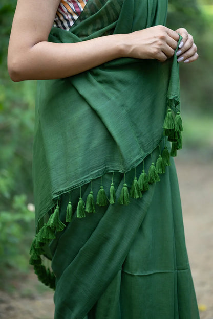 Slytherin Dark Green Saree