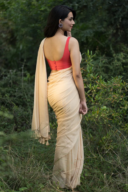 Autumn Breeze Ivory Saree