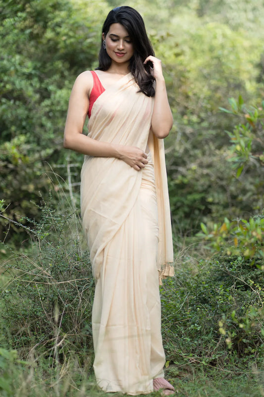 Autumn Breeze Ivory Saree