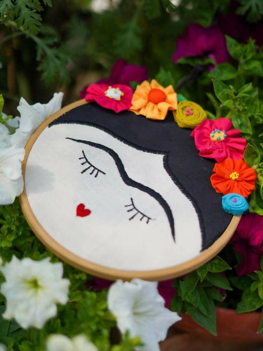 Frida Face Embroidered Wall Hanger