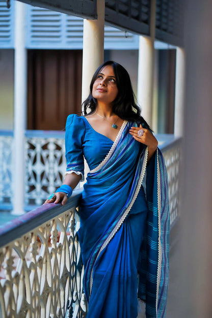 Diamond in the Blue Sea Saree