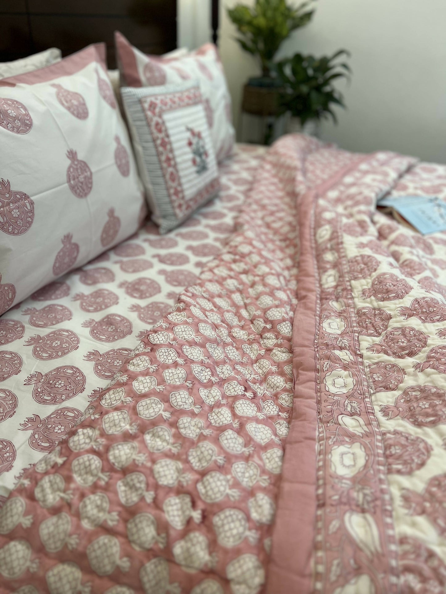 Reversible Hand Block Quilt | Pomegranate