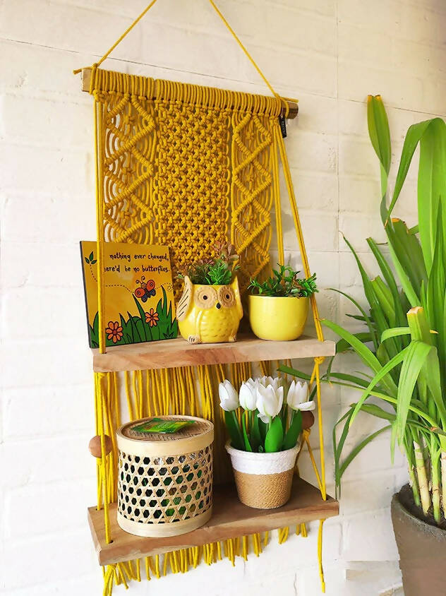 Intricate Macrame Double Wall Shelf