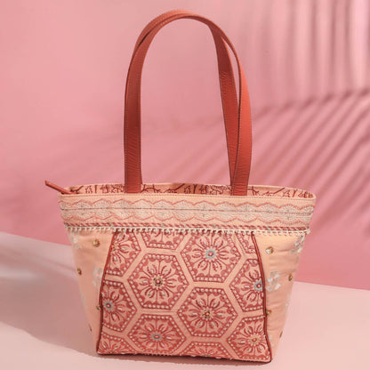 Peach and Brick Boho Tote Bag