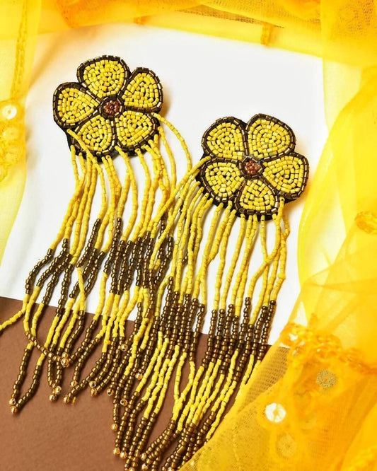 Grace Yellow Beaded Earrings