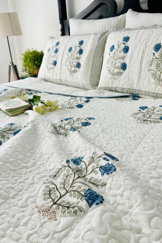 Nilay Handblock Printed Quilted Bedcover