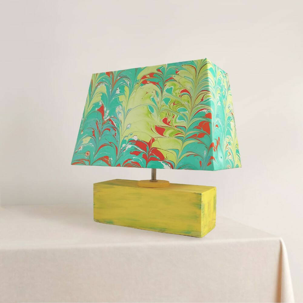 Modern Table Lamp - Marbling | Green and Yellow