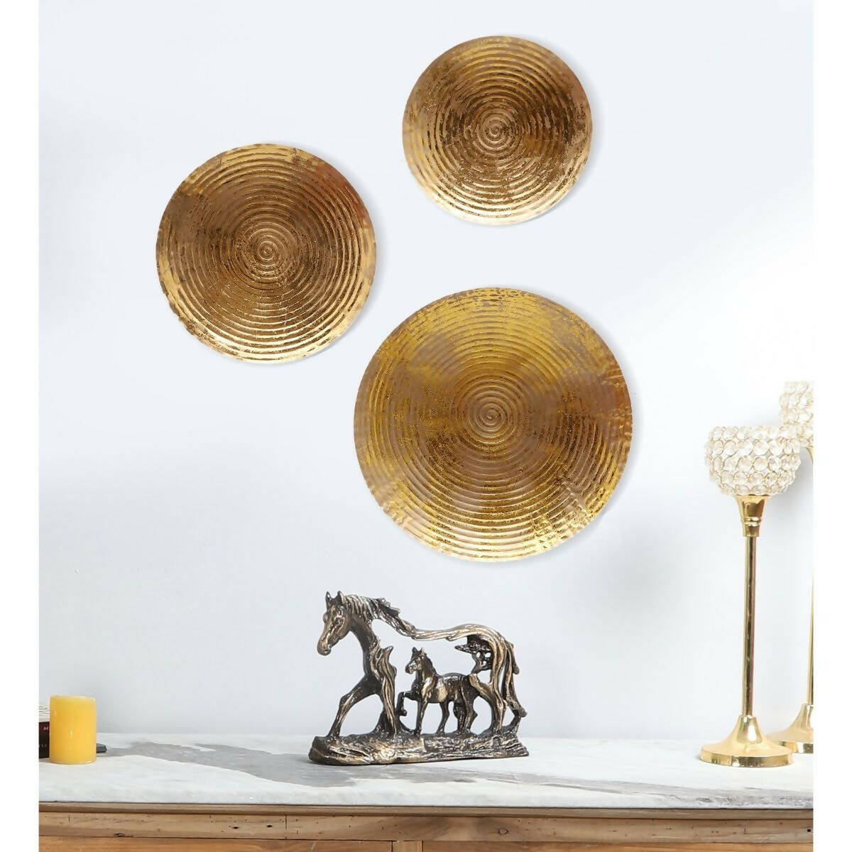 Round Ring Gold Foil Wall Decor Set of 3