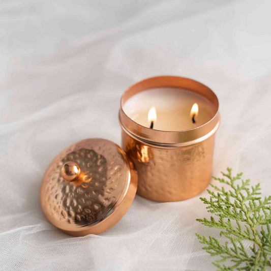 Rose Gold 2 wick Votive Scented Candle - Musk and geranium