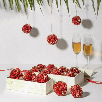 Rose- Red Ball Ethical Sustainable Tree Decor Hanging