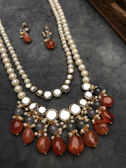 Amethyst and Kundan Long Layered Necklace