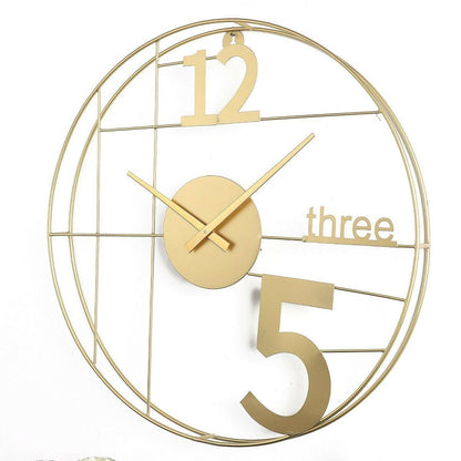 12-Three-5 Elegant Gold Wall Clock