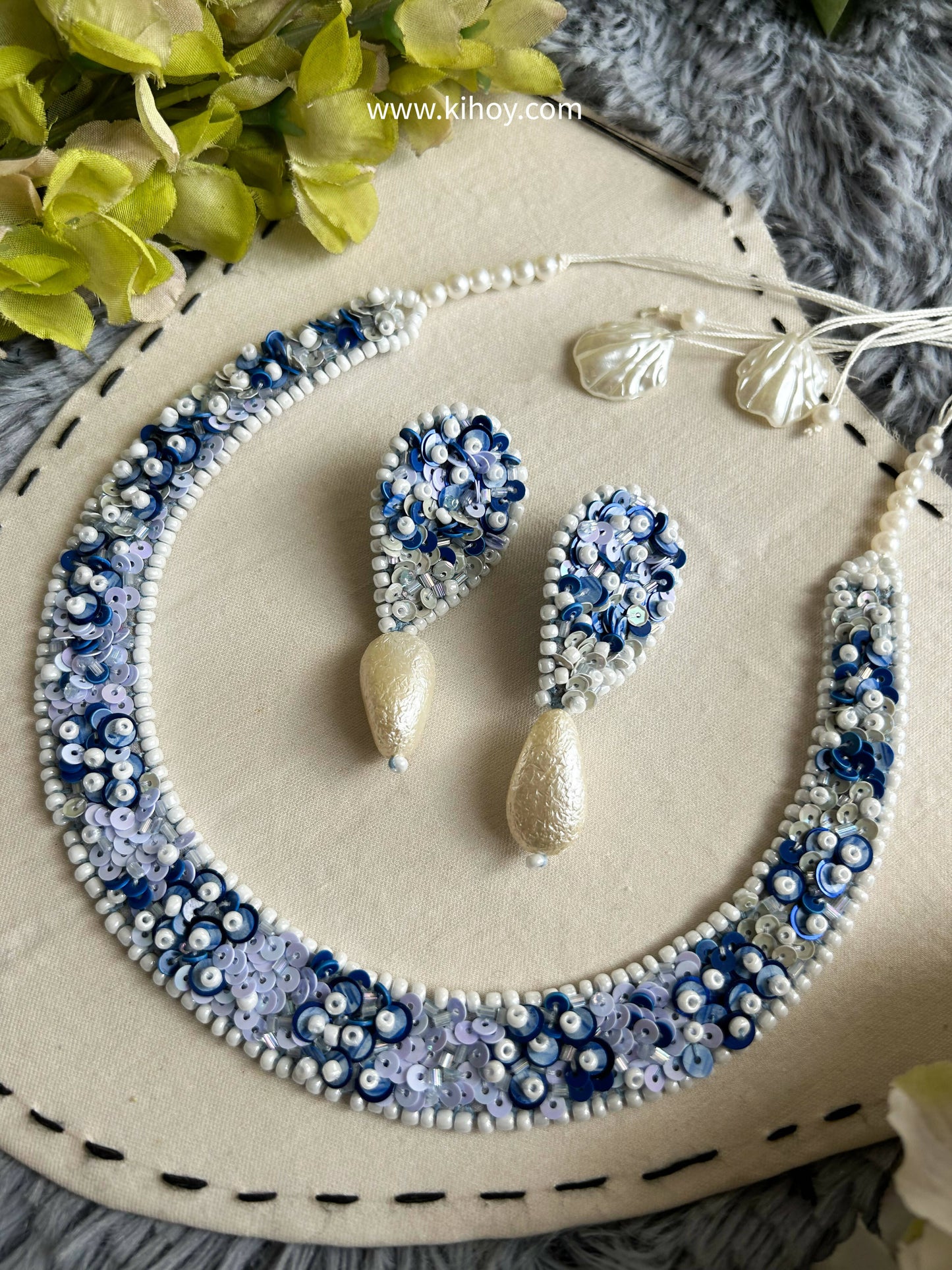 Blue Lagoon Bridal Necklace With Earrings