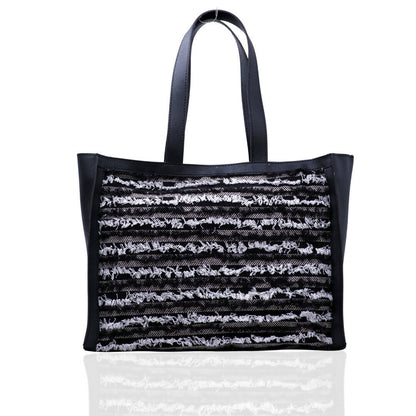 Salt and Pepper Fringe Tote Bag