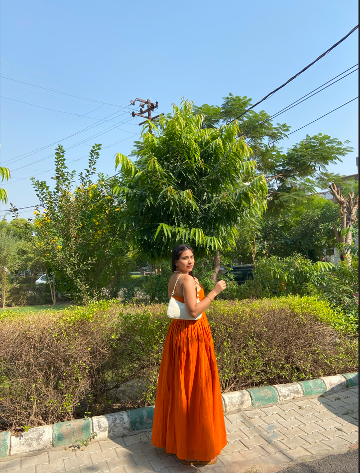 Orange Splash Maxi Dress