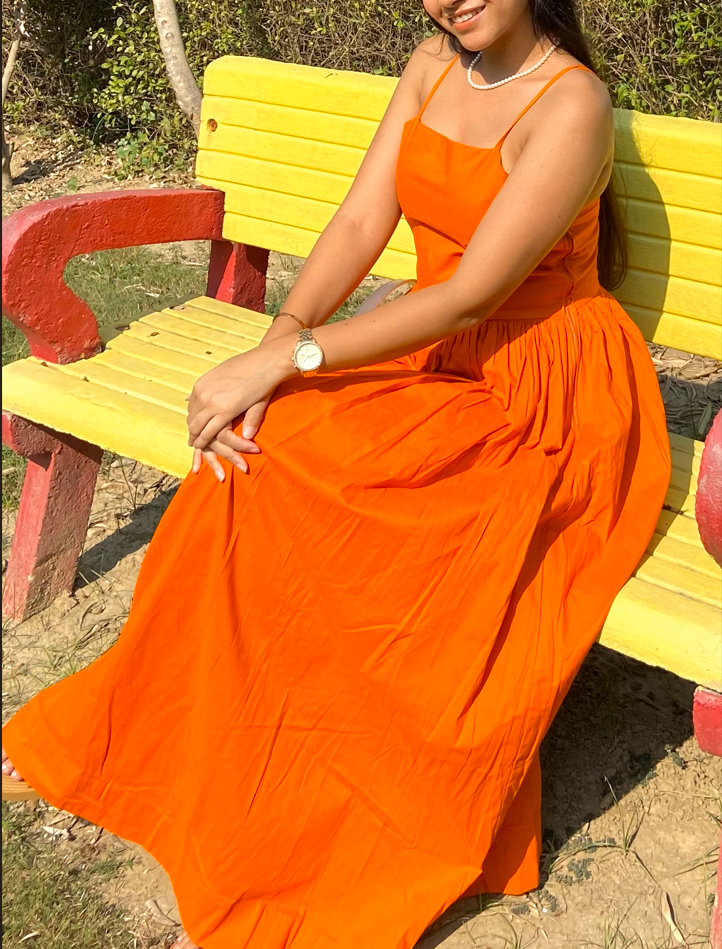 Orange Splash Maxi Dress