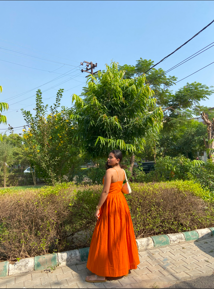 Orange Splash Maxi Dress