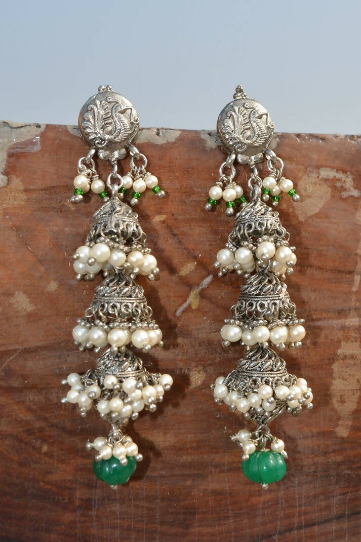 Peacock long jhumkis