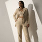 Stronger Now Beige Blazer With Straight Pants Set