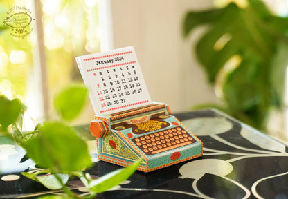 Colourful Typewriter Desk Calendar 2024 & 2025 Diy Paper Craft Kit