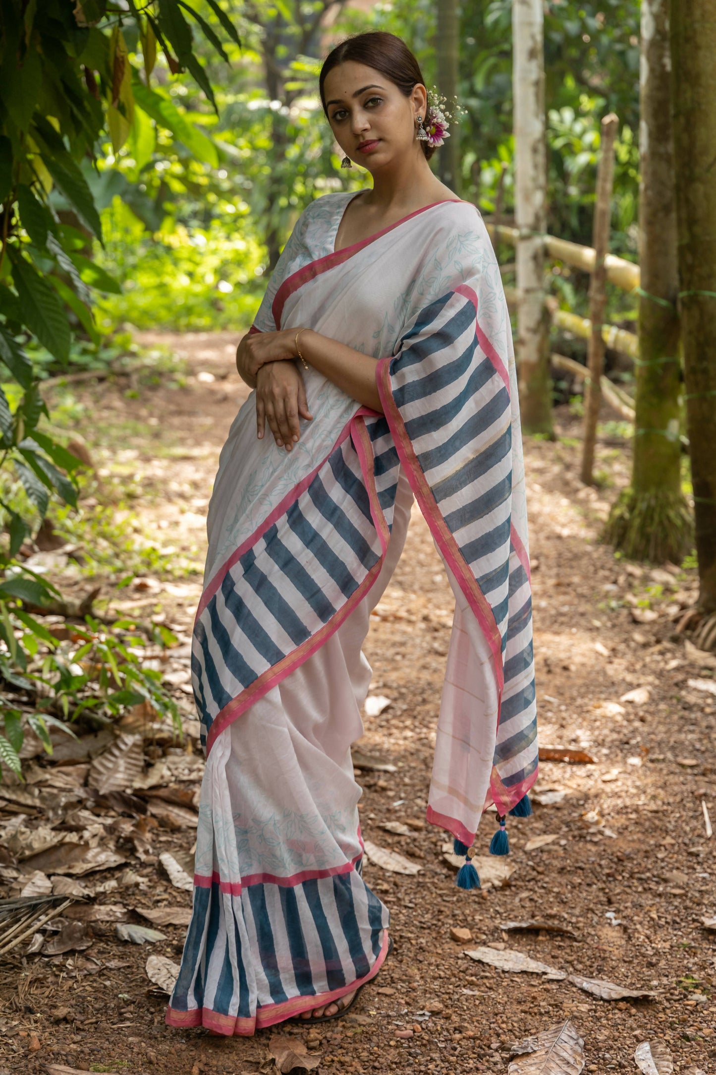 Paana Pink Hand Printed Saree