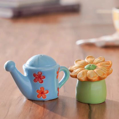 Mahi- Flower and Watering Can Salt and Pepper Shakers